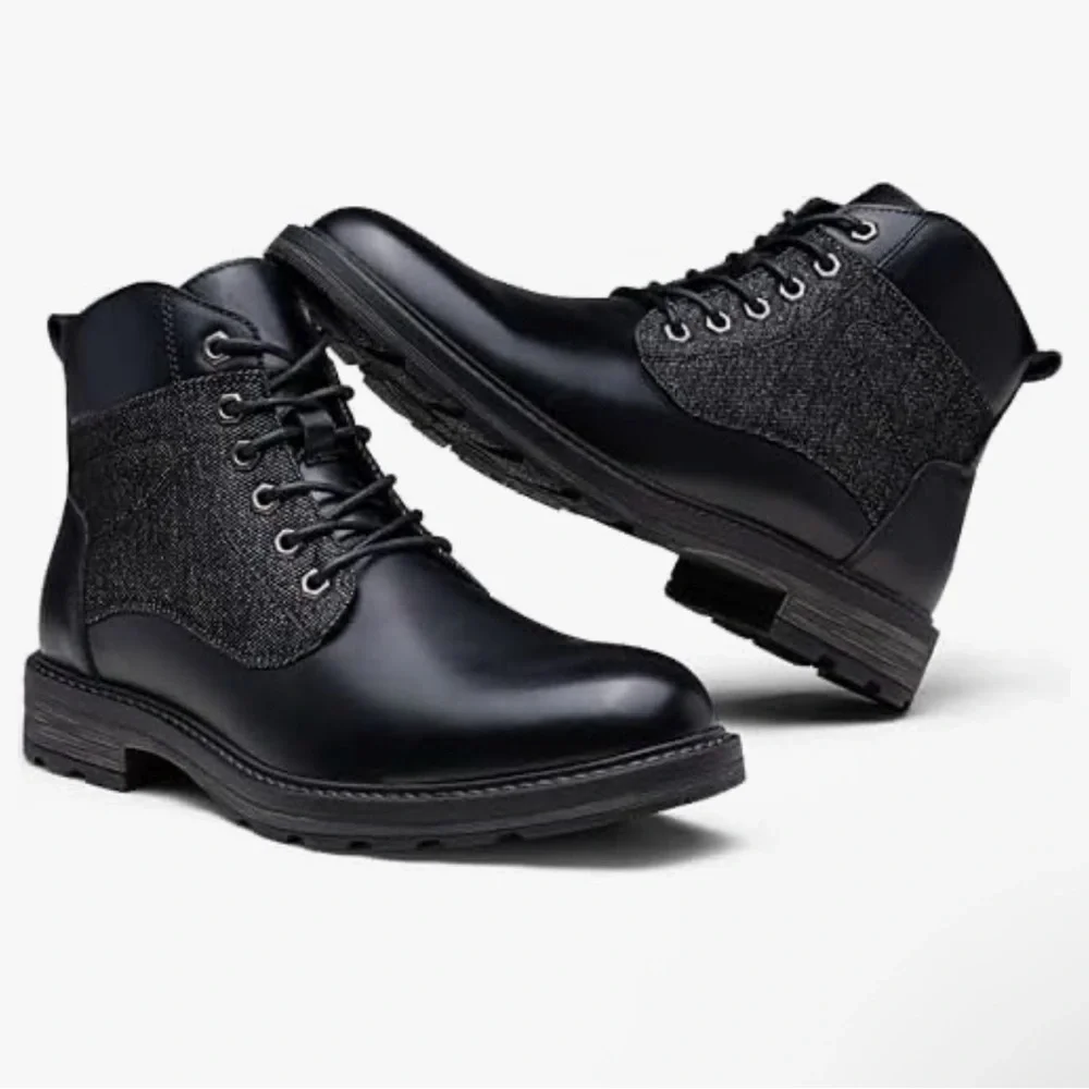 Jousen Leather Chukka Boots Mens‎ 10.5 Black Lace Up Ankle Dress Casual